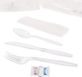 img 4 attached to AmerCare Six Piece Meal Kit: Clear Heavyweight Utensils, Napkin, Salt and Pepper Packets (250 Case)