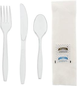 img 2 attached to AmerCare Six Piece Meal Kit: Clear Heavyweight Utensils, Napkin, Salt and Pepper Packets (250 Case)