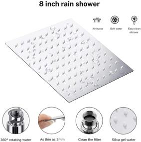 img 1 attached to 🚿 8 Inch Stainless Steel Square Shower Head with 11 Inch Extension Shower Arm (Chrome) - LOHNER All Metal Shower Head with Extension.