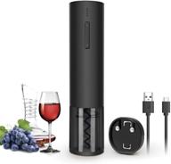 🍷 flasnake rechargeable electric wine opener with foil cutter & usb charging cable - automatic corkscrew bottle opener, perfect for home use or as an elegant black gift логотип