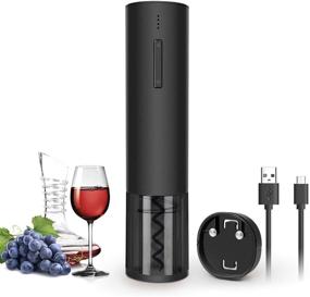 img 4 attached to 🍷 FLASNAKE Rechargeable Electric Wine Opener with Foil Cutter & USB Charging Cable - Automatic Corkscrew Bottle Opener, Perfect for Home Use or as an Elegant Black Gift