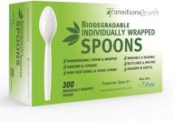 go green with transitions2earth biodegradable ecopure individually wrapped spoons - 300 count box - plant a tree with every purchase! logo