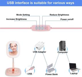 img 1 attached to 🌟 TATU 9-inch Foldable LED Selfie Ring Light with Makeup Mirror, 10 Levels of Brightness and 3 Color Modes – Desktop Makeup Light with Phone Stand for Live Streaming, Video Recording, YouTube, TikTok (Pink)