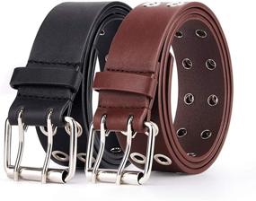 img 1 attached to 👗 Grommet Women Leather Double Buckle Belt for Women's Accessories