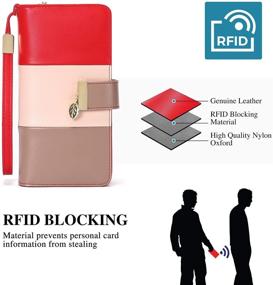 img 1 attached to 👜 Стильный женский кошелек-клатч из натуральной кожи с защитой от RFID, тремя складками, держателем для телефона и монетницей