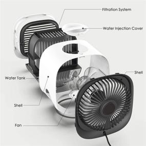 img 1 attached to 🌬️ USB Portable Personal Air Cooler with 3 Speeds Fan & 7 Colors LED Light for Office, Room - Noiseless Mini Air Conditioner Desk AC Fan Room Cooler