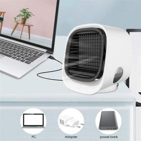 img 2 attached to 🌬️ USB Portable Personal Air Cooler with 3 Speeds Fan & 7 Colors LED Light for Office, Room - Noiseless Mini Air Conditioner Desk AC Fan Room Cooler