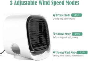 img 3 attached to 🌬️ USB Portable Personal Air Cooler with 3 Speeds Fan & 7 Colors LED Light for Office, Room - Noiseless Mini Air Conditioner Desk AC Fan Room Cooler