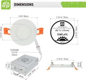 img 2 attached to 💡 ASD IC Rated LED Recessed Lighting 3 Inch, 3 CCT 3000K/ 4000K/ 5000K Selectable, Dimmable, Ultrathin Canless Downlight with Junction Box, 6 Watt (50W Equivalent) 420 Lm, Energy Star Certified, ETL Listed