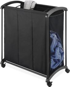 img 1 attached to 👕 Black 3-Section Laundry Sorter with Wheels by Whitmor