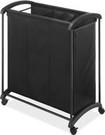 👕 black 3-section laundry sorter with wheels by whitmor logo