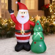 🎅 elegear 5ft christmas inflatables santa with led lights and inflatable christmas tree - santa claus inflatables for xmas yard garden decorations, santa inflatable for christmas party логотип