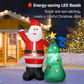 img 3 attached to 🎅 Elegear 5ft Christmas Inflatables Santa with LED Lights and Inflatable Christmas Tree - Santa Claus Inflatables for Xmas Yard Garden Decorations, Santa Inflatable for Christmas Party