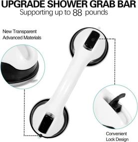 img 1 attached to 🚿 12-inch Shower Handle 2-Pack with Powerful Suction Cup Grip - Bathroom Safety Grab Bars for Optimal Bathroom Security