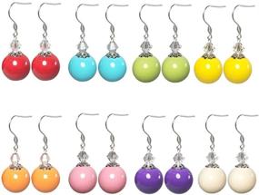 img 4 attached to 💎 Jiyui 8 Pairs Simulated Pearl Dangle Earrings Set – Hypoallergenic Stainless Steel Studs for Bridal Wedding and Kids – Handmade Gift with Faux Crystal Details