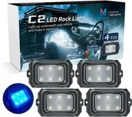 mictuning c2 curved blue led rock lights - 4 pod underglow lights for car truck offroad atv utv boat, enhanced seo-compatible logo