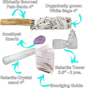 img 3 attached to 🌿 Soul Sticks Energy Cleansing Smudge Kit: Organic Sage, Palo Santo, Amethyst, Selenite Wand & Crystal Towers - Ultimate Home Cleansing Kit for Negative Energy Spaces with White Sage