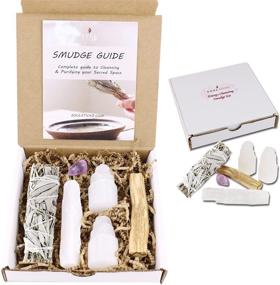 img 4 attached to 🌿 Soul Sticks Energy Cleansing Smudge Kit: Organic Sage, Palo Santo, Amethyst, Selenite Wand & Crystal Towers - Ultimate Home Cleansing Kit for Negative Energy Spaces with White Sage