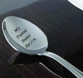 img 1 attached to 🥄 Stainless Steel Engraved Spoon - Unique Heart Design - Perfect Birthday or Easter Basket Gift for Mom, Dad, Kids - I Love You - Peanut Butter Spoon