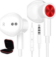 acaget wired earbuds for iphone 6s 6 5s: noise cancelling headphones with mic & volume control - magnetic headset for samsung galaxy s10 5g a11 oneplus 6 5t (white) logo