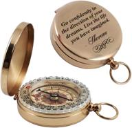 🧭 aurelie &amp; george engraved pocket compass with thoreau's inspirational quote - perfect graduation, anniversary, retirement, or christmas gift - premium brass working compass логотип