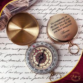 img 3 attached to 🧭 Aurelie &amp; George Engraved Pocket Compass with Thoreau's Inspirational Quote - Perfect Graduation, Anniversary, Retirement, or Christmas Gift - Premium Brass Working Compass