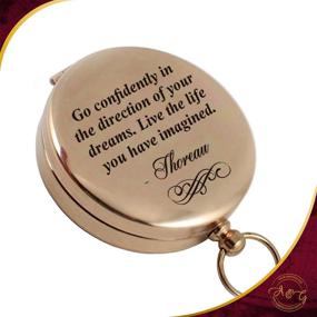 img 2 attached to 🧭 Aurelie &amp; George Engraved Pocket Compass with Thoreau's Inspirational Quote - Perfect Graduation, Anniversary, Retirement, or Christmas Gift - Premium Brass Working Compass