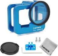📸 gurmoir алюминиевый чехол для экшн-камеры gopro hero 9/hero 10 black, металлический корпус с боковым открытым соединительным проводом, защитный чехол и 52мм уф-фильтр (синий) логотип