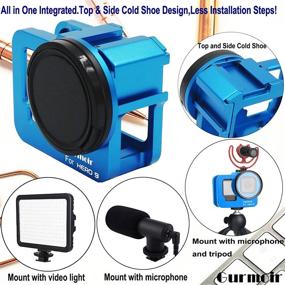 img 1 attached to 📸 Gurmoir Алюминиевый чехол для экшн-камеры GoPro Hero 9/Hero 10 Black, металлический корпус с боковым открытым соединительным проводом, защитный чехол и 52мм УФ-фильтр (синий)