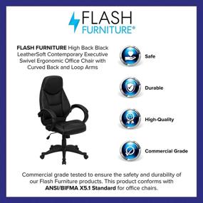 img 2 attached to 🪑 Flash Furniture High Back Executive Swivel Office Chair: Black LeatherSoft, Ergonomic Design, Curved Back & Loop Arms