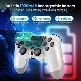 img 3 attached to 🎮 Glacier White Medvoe Wireless Game Controller for PS4 with 1000mAh Battery, Built-in Speaker, Gyro, Motor Joystick - Compatible with Playstation 4/Slim/Pro Console