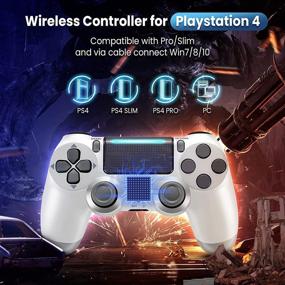 img 1 attached to 🎮 Glacier White Medvoe Wireless Game Controller for PS4 with 1000mAh Battery, Built-in Speaker, Gyro, Motor Joystick - Compatible with Playstation 4/Slim/Pro Console