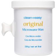 clean + easy original microwave wax, full body waxing 8 oz - gentle hair removal for sensitive skin - fuss-free treatment logo