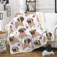 🐶 reversible pug puppy dog throw blanket - soft sherpa blanket for kids, fuzzy microfiber plush throw for bed, couch and travel (50"x60") logo