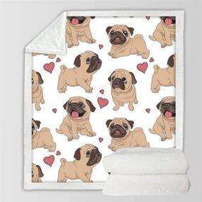 img 1 attached to 🐶 Reversible Pug Puppy Dog Throw Blanket - Soft Sherpa Blanket for Kids, Fuzzy Microfiber Plush Throw for Bed, Couch and Travel (50"x60")