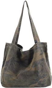 img 4 attached to 👜 Stylish Women's Vintage Camouflage Canvas Tote Shoulder Bag - Perfect for Shopping & Handbag Needs