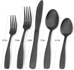 img 3 attached to 🍽️ Stainless Steel Matte Black Silverware Set, Bysta 20-Piece Tableware Cutlery Set for Home and Restaurant, Service for 4, Satin Finish, Dishwasher Safe