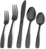 🍽️ stainless steel matte black silverware set, bysta 20-piece tableware cutlery set for home and restaurant, service for 4, satin finish, dishwasher safe logo