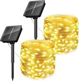 img 4 attached to 🌟 Ooklee Outdoor Solar Fairy Lights - 2 Pack of 33FT 100LED Silver Copper Wire Twinkle Lights with 8 Modes - Waterproof Solar String Lights for Garden Wedding Christmas Party Decoration in Warm White