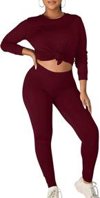 img 2 attached to Stylish and Versatile: Kaximil Women's 2 Piece Workout Tracksuit with Long Sleeve Top and Legging Jogger Pants