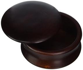 img 1 attached to Kingsley Shave Soap Bowl - Dark Wood with Lid