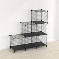 📚 simpdiy metal wire mesh storage cubes: large capacity black bookshelf with 6 cubes - 37x12.5x37inch логотип