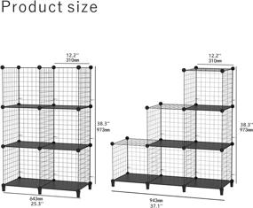 img 1 attached to 📚 SIMPDIY Metal Wire Mesh Storage Cubes: Large Capacity Black Bookshelf with 6 Cubes - 37x12.5x37INCH