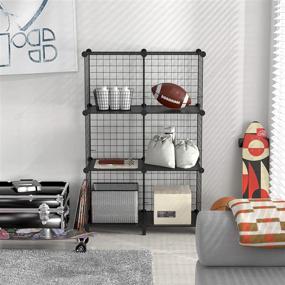 img 3 attached to 📚 SIMPDIY Metal Wire Mesh Storage Cubes: Large Capacity Black Bookshelf with 6 Cubes - 37x12.5x37INCH