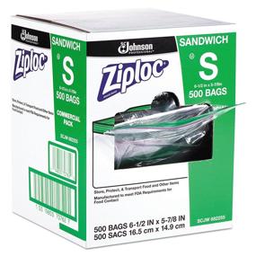 img 2 attached to 🔒 Ziploc 682255 Resealable Sandwich Bags: Clear, 1.2mil Thickness, Box of 500