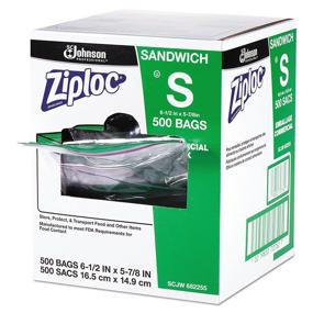 img 1 attached to 🔒 Ziploc 682255 Resealable Sandwich Bags: Clear, 1.2mil Thickness, Box of 500