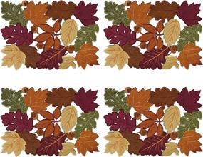 img 4 attached to 🍁 OWENIE Thanksgiving Embroidered Maple Leaves Decorations: Add Festive Charm to Your Holiday Décor!