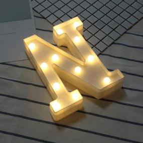 img 2 attached to 🔠 Amzure LED Marquee Letter Lights Sign 26 Alphabet Light Up Letters - Ideal for Events, Home Décor, Weddings, Birthdays, Parties - Battery Powered Night Lamp for Bar Decoration (N)