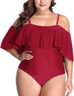 👙 daci women's off shoulder plus size one piece swimsuit with tummy control - ruffle swimwear for flattering beachwear logo