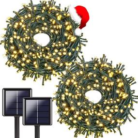 img 2 attached to 🌲 OZS- 2PK 144FT 400LED Solar String Lights: Waterproof, 8 Modes, Outdoor Tree Lights for Garden & Wedding Christmas Decorations (Warm White)